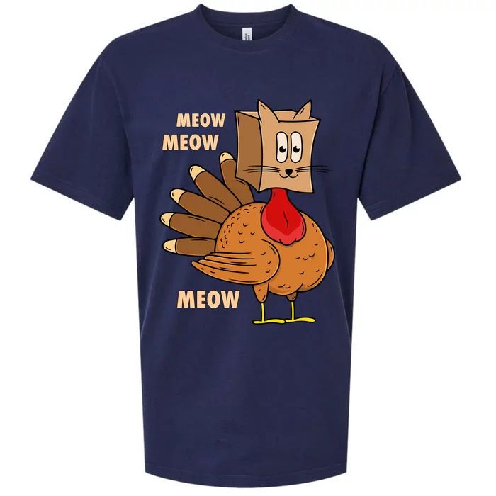 Thanksgiving Turkey Cat Funny Thanksgiving Sueded Cloud Jersey T-Shirt