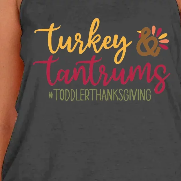 Turkey & Tantrums Cute  Life Funny Thanksgiving Women's Knotted Racerback Tank