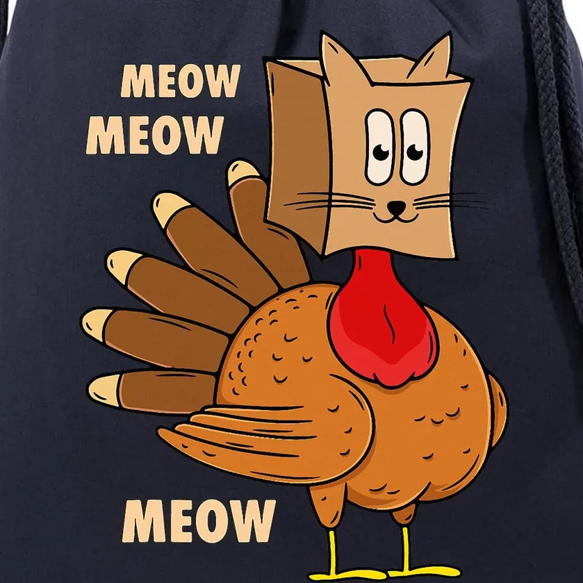 Thanksgiving Turkey Cat Funny Thanksgiving Drawstring Bag