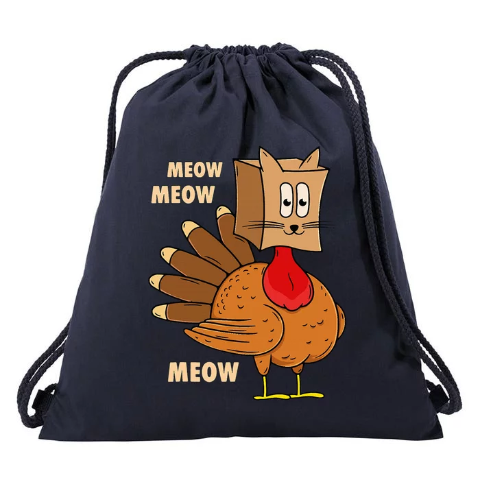 Thanksgiving Turkey Cat Funny Thanksgiving Drawstring Bag