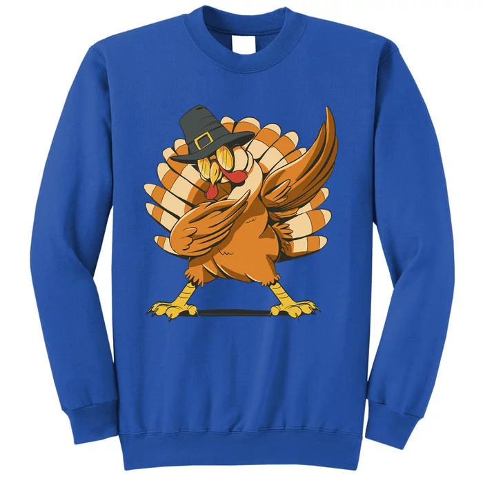 Thanksgiving Turkey Dabbing Cartoon Holiday Dab Funny Gift Tall Sweatshirt