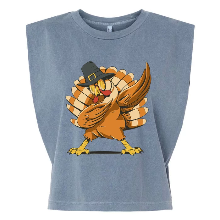 Thanksgiving Turkey Dabbing Cartoon Holiday Dab Funny Gift Garment-Dyed Women's Muscle Tee