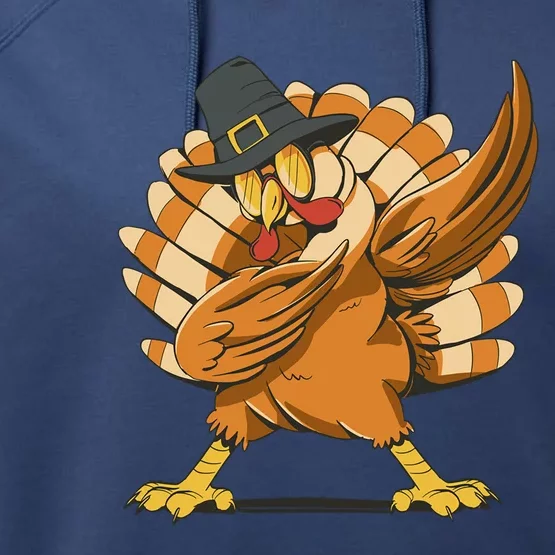 Thanksgiving Turkey Dabbing Cartoon Holiday Dab Funny Gift Performance Fleece Hoodie