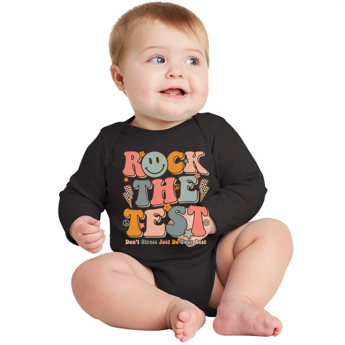 Teachers Test Day Teacher Rock The Test Baby Long Sleeve Bodysuit