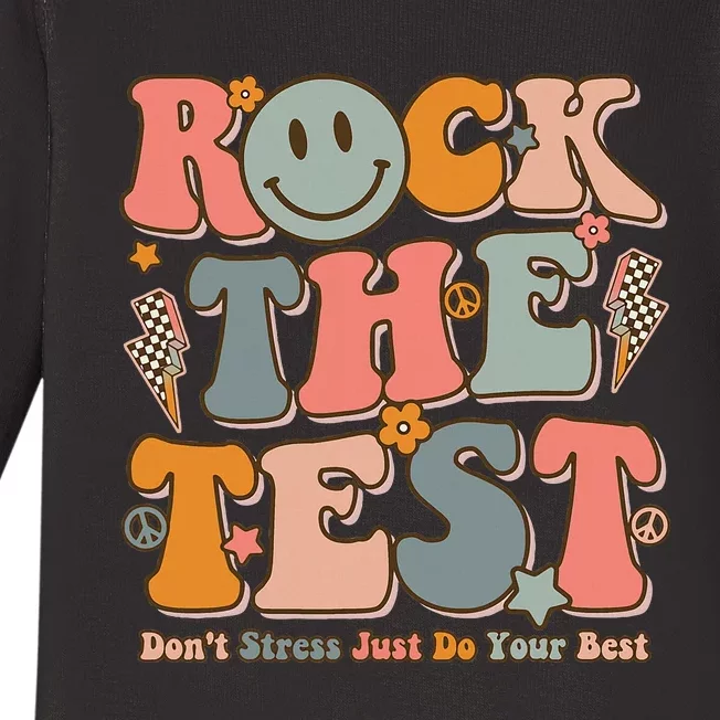 Teachers Test Day Teacher Rock The Test Baby Long Sleeve Bodysuit