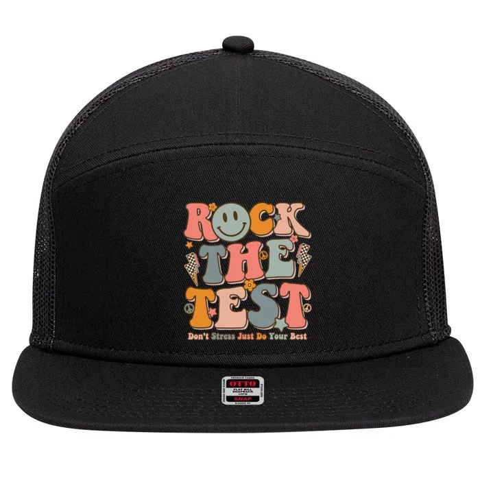 Teachers Test Day Teacher Rock The Test 7 Panel Mesh Trucker Snapback Hat