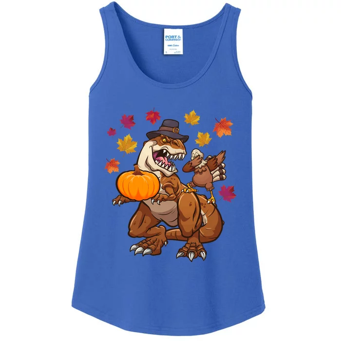 Thanksgiving TRex Dinosaur Gift Dabbing Turkey Gift Cute Gift Ladies Essential Tank