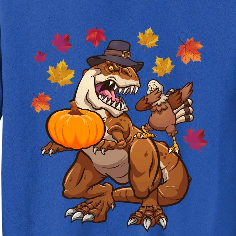 Thanksgiving TRex Dinosaur Gift Dabbing Turkey Gift Cute Gift Tall Sweatshirt