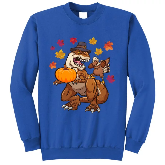 Thanksgiving TRex Dinosaur Gift Dabbing Turkey Gift Cute Gift Tall Sweatshirt