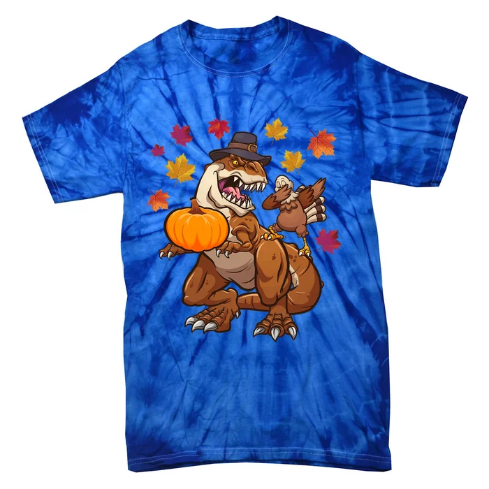 Thanksgiving TRex Dinosaur Gift Dabbing Turkey Gift Cute Gift Tie-Dye T-Shirt