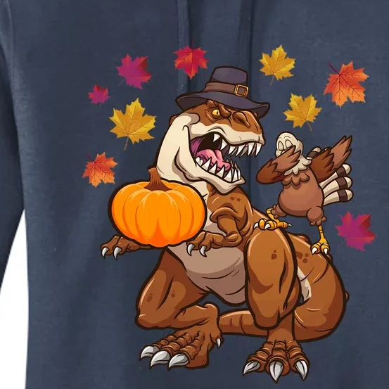 Thanksgiving TRex Dinosaur Gift Dabbing Turkey Gift Cute Gift Women's Pullover Hoodie