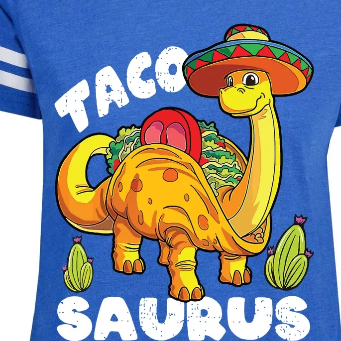 Tacosaurus Taco Dinosaur Funny Dino Cinco De Mayo Mexican Enza Ladies Jersey Football T-Shirt