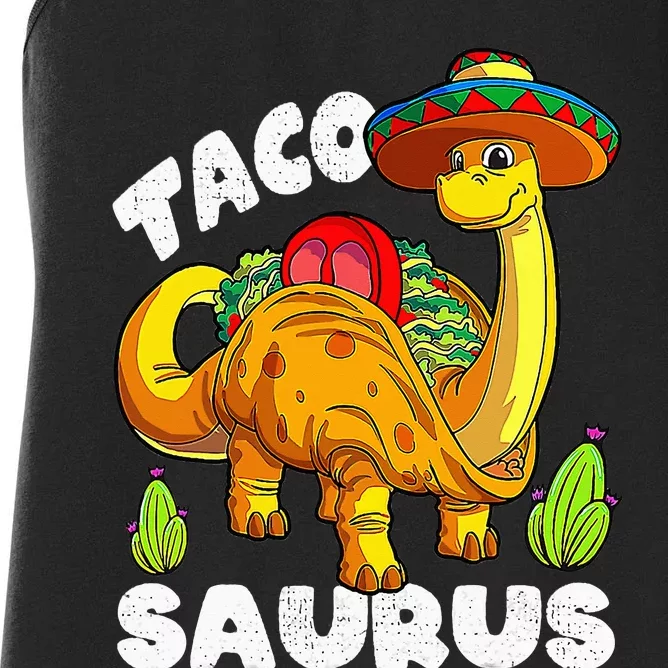 Tacosaurus Taco Dinosaur Funny Dino Cinco De Mayo Mexican Women's Racerback Tank