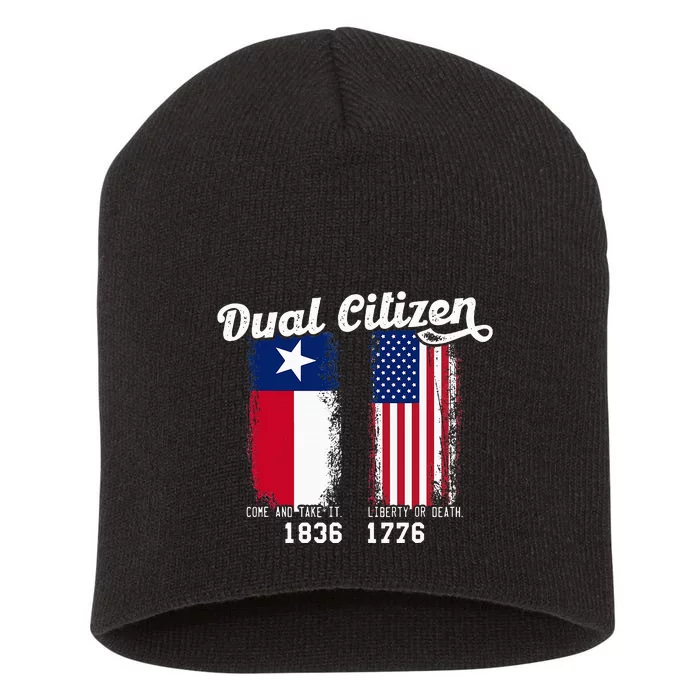 True Texan Dual Citizen Patriot Love Texas And America Short Acrylic Beanie