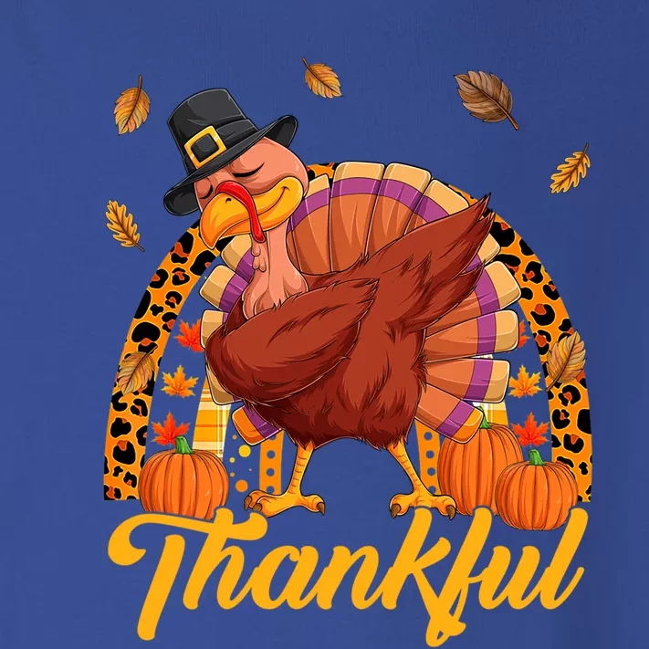 Thankful Turkey Dabbing Leopard Rainbow Fall Thanksgiving Gift Toddler Long Sleeve Shirt