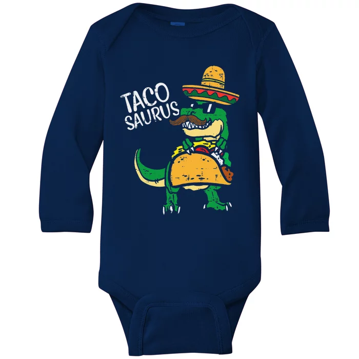 Tacosaurus Taco Dino Trex Cinco De Mayo Baby Long Sleeve Bodysuit