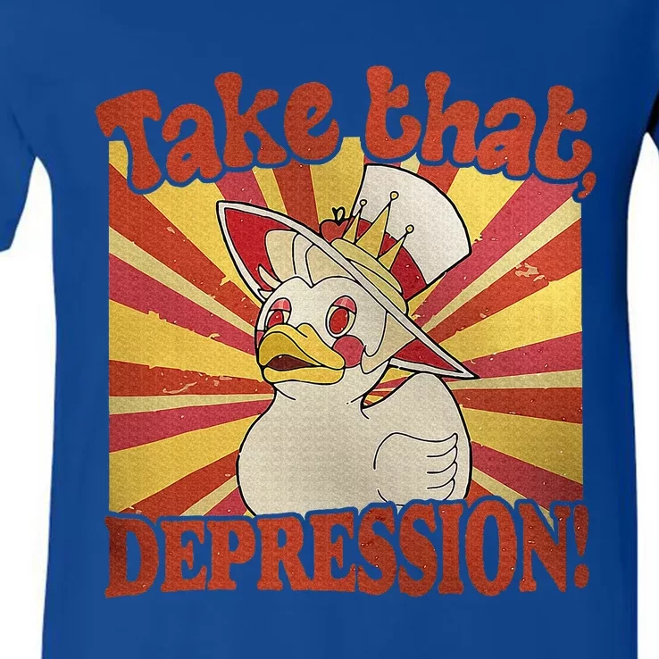 Take That Depression Duck Lucifer Duck V-Neck T-Shirt