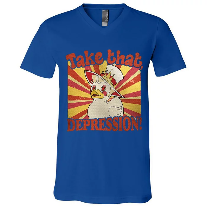 Take That Depression Duck Lucifer Duck V-Neck T-Shirt