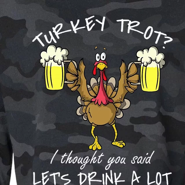 Turkey Trot Drink a Lot Thanksgiving Day 5k Run Beer Cropped Pullover Crew