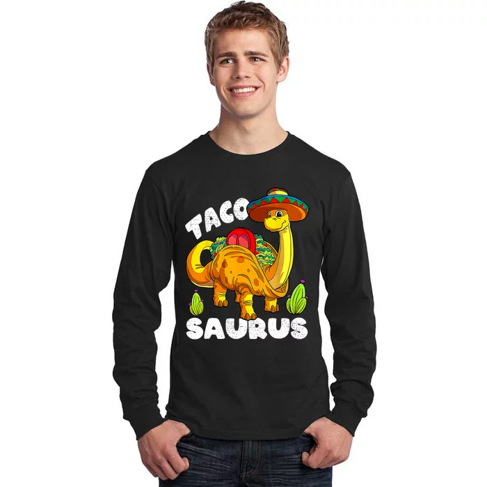 Tacosaurus Taco Dinosaur Funny Dino Cinco De Mayo Mexican Tall Long Sleeve T-Shirt