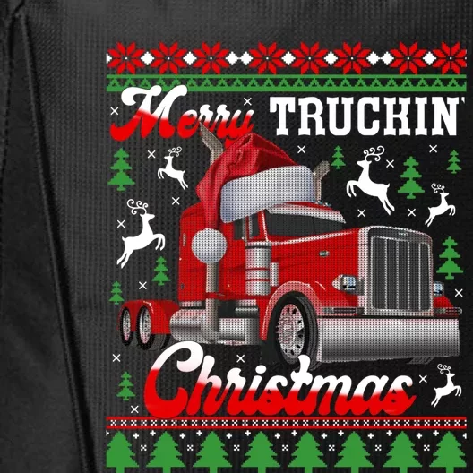 Trucker Truck Driver Ugly Xmas Merry Trucking Christmas Great Gift City Backpack