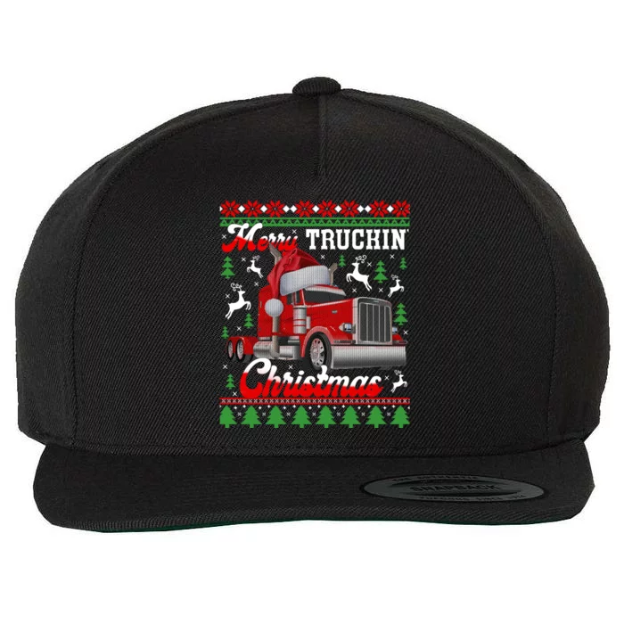 Trucker Truck Driver Ugly Xmas Merry Trucking Christmas Great Gift Wool Snapback Cap