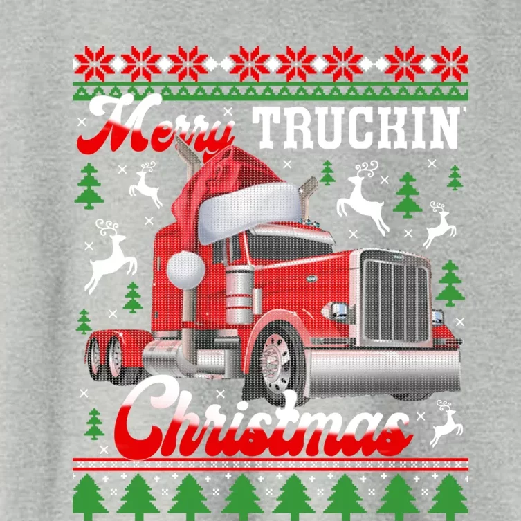 Trucker Truck Driver Ugly Xmas Merry Trucking Christmas Great Gift Women's Crop Top Tee