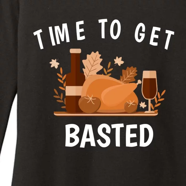 Turkey Thanksgiving Day Time To Get Basted Thanksgiving Fun Gift Womens CVC Long Sleeve Shirt