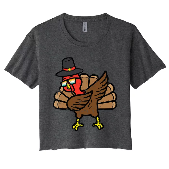 Thanksgiving Turkey Dab Dance Women's Crop Top Tee