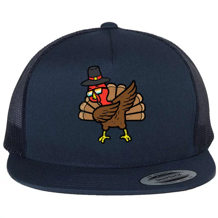 Thanksgiving Turkey Dab Dance Flat Bill Trucker Hat