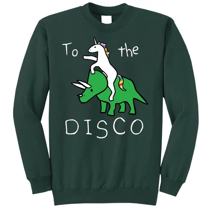 To The Disco Magical Unicorn Dinosaur Retro 80s Party Tall Sweatshirt