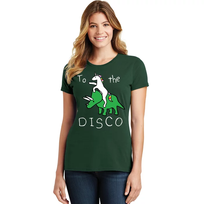 To The Disco Magical Unicorn Dinosaur Retro 80s Party Women's T-Shirt