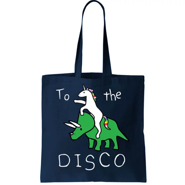 To The Disco Magical Unicorn Dinosaur Retro 80s Party Tote Bag