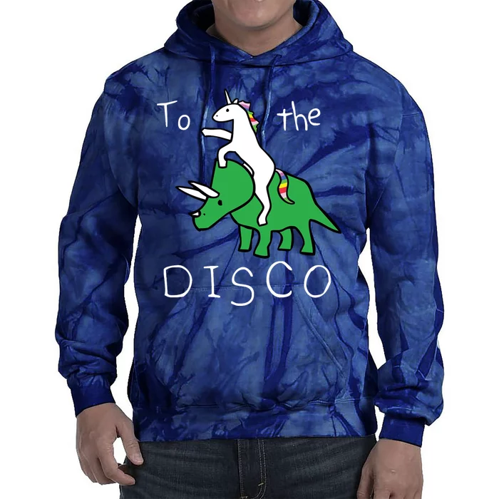 To The Disco Magical Unicorn Dinosaur Retro 80s Party Tie Dye Hoodie