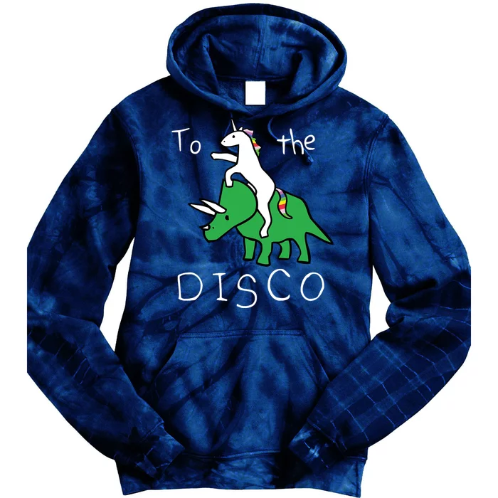 To The Disco Magical Unicorn Dinosaur Retro 80s Party Tie Dye Hoodie