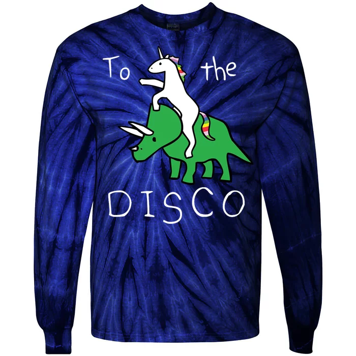 To The Disco Magical Unicorn Dinosaur Retro 80s Party Tie-Dye Long Sleeve Shirt