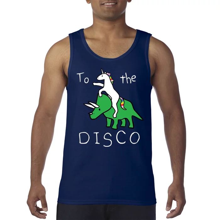 To The Disco Magical Unicorn Dinosaur Retro 80s Party Tank Top