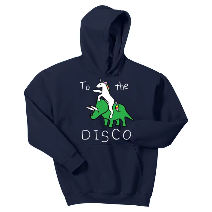 To The Disco Magical Unicorn Dinosaur Retro 80s Party Kids Hoodie