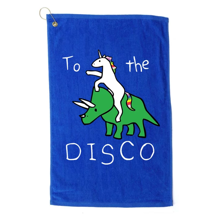 To The Disco Magical Unicorn Dinosaur Retro 80s Party Platinum Collection Golf Towel