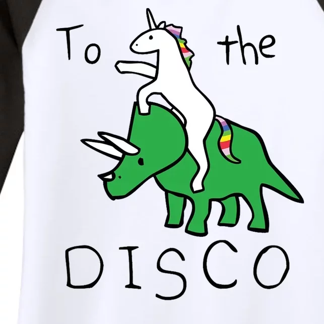 To The Disco Magical Unicorn Dinosaur Retro 80s Party Women's Tri-Blend 3/4-Sleeve Raglan Shirt