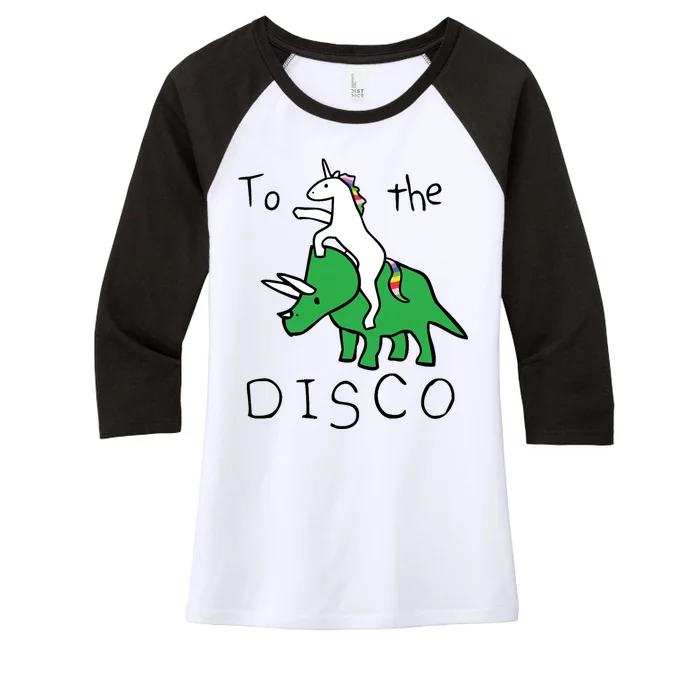 To The Disco Magical Unicorn Dinosaur Retro 80s Party Women's Tri-Blend 3/4-Sleeve Raglan Shirt