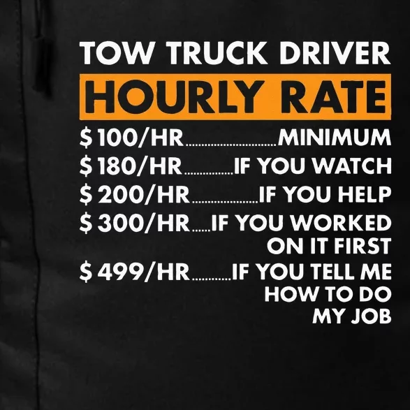 Tow Truck Driver Hourly Rate Tow Truck Operator Daily Commute Backpack