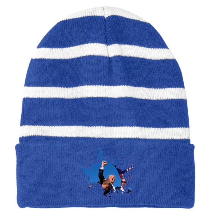 Triumphant Trump Defend Democracy Political Striped Beanie with Solid Band