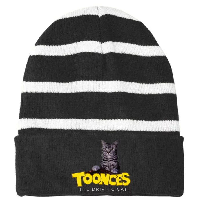 Toonces The Driving Cat Striped Beanie with Solid Band