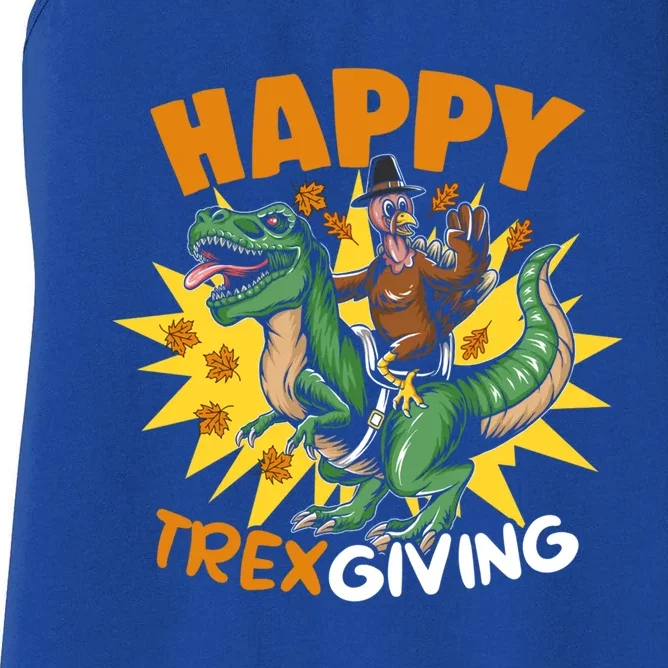 Trexgiving Trex Dino Turkey Thanksgiving Dinosaur Costume Gift Women's Racerback Tank