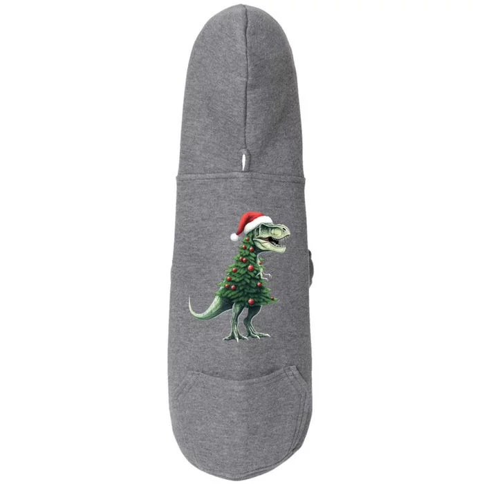 Treerex Trex Dinosaur Christmas Tree Santa Hat Funny Xmas Cool Gift Doggie 3-End Fleece Hoodie