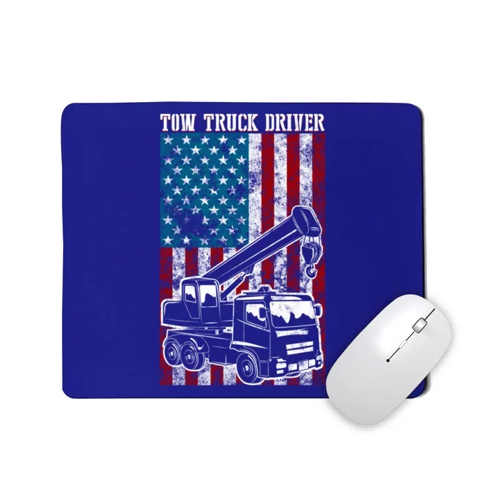 Tow Truck Driver American Flag Gift Patriotic Towing Dad Gift Mousepad