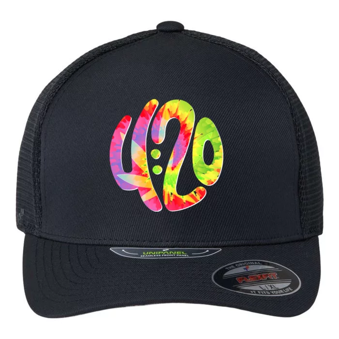 Trippy Tie Dye 4 20 Four Twenty Flexfit Unipanel Trucker Cap