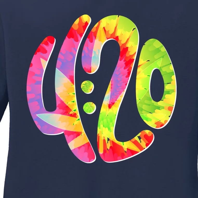 Trippy Tie Dye 4 20 Four Twenty Ladies Long Sleeve Shirt