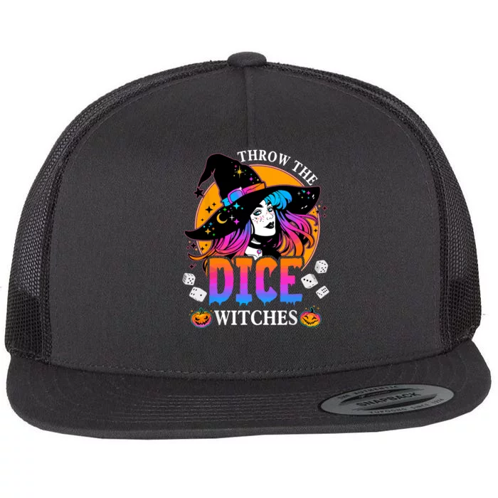 Throw The Dice Witches Bunco Happy Halloween Party Costume Flat Bill Trucker Hat